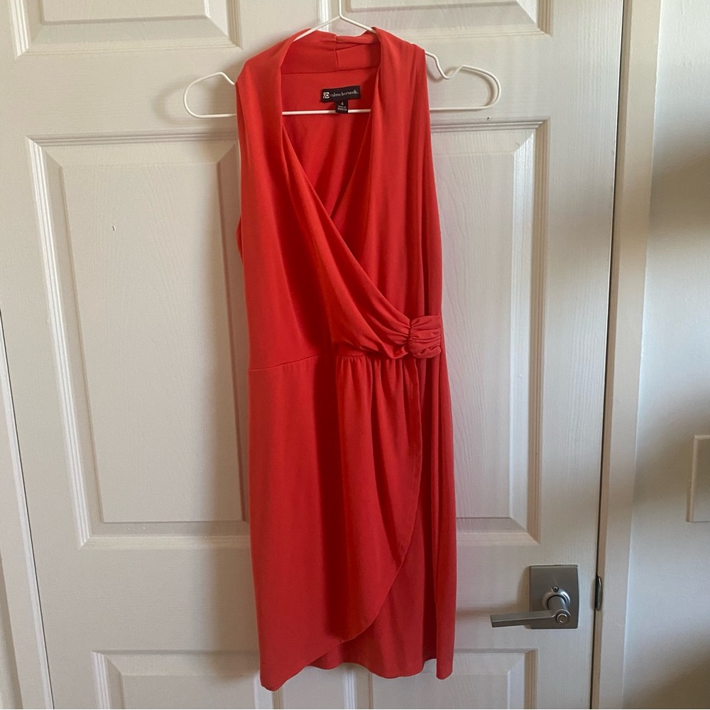 Coral Drape Sleeveless Dress